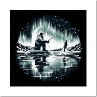 Ice Fishing and Northern Lights - Amazing Landscape Art Posters and Art